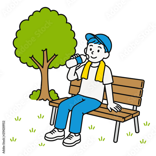 休憩する男性のイラスト