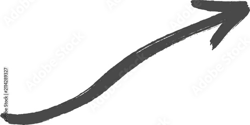 Fotografie Curved Arrow: A bold, hand-drawn arrow curves upwards, signifying progress, direction, and upward momentum, perfect for illustrating growth and development