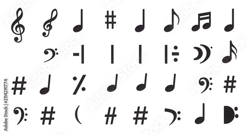 Musical Notation Symbols, Clefs, and Rhythmic Notes Silhouette Pack