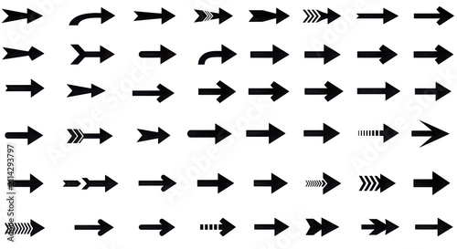 Extensive Black Directional Arrows, Interface Cursors, and Navigation Signs