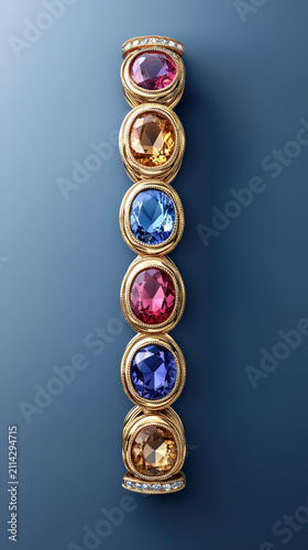 Gold bracelet gemstone jewelry ornate blue pink oval luxury accessory with intricate pattern on dark background