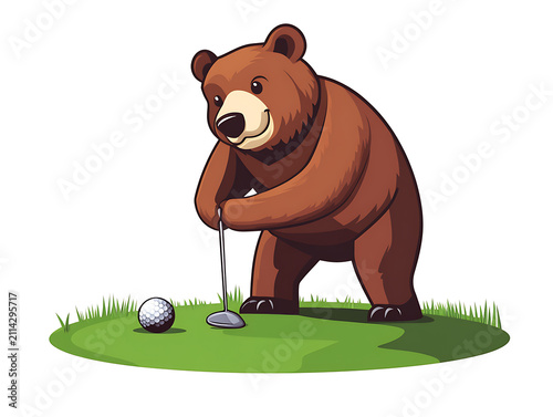 ute bear cartoon character illustration in flat vector style, adorable woodland animal isolated on white background