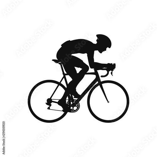 Professional Racing Cyclist Time Trial Bicycle Silhouette Vector