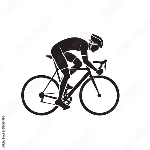 Road Cyclist Riding Racing Bicycle Silhouette Vector