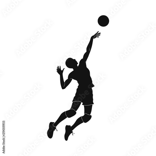 Volleyball Player Jump Spike Silhouette Vector