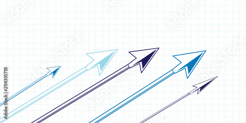 Schilderij op canvas Up arrows inclined graph paper growth rate development background