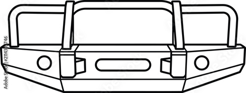 Bild auf Leinwand Black and white line art vector illustration of a heavy duty truck bumper