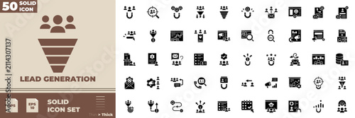 Lead Generation Solid Editable Icons set