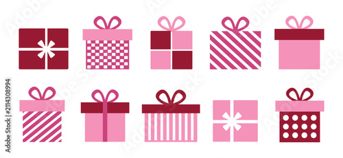 Silhouettes of gift boxes on a white background. Vector illustration