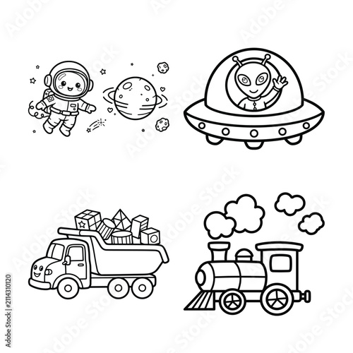Set of black computer monitor and document file icons isolated on a white background for digital interface design