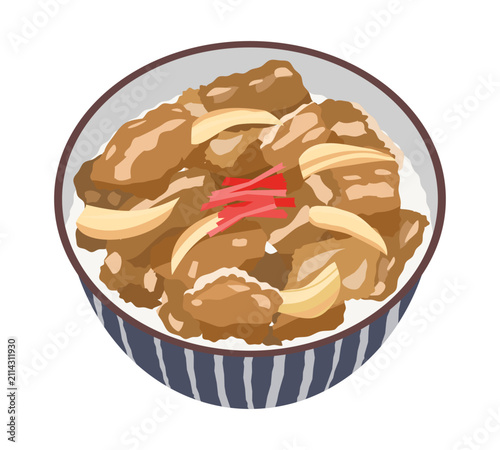 牛丼のベクターイラスト
