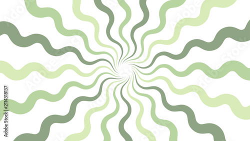 くすみグリーンのうねうね放射状背景イラスト