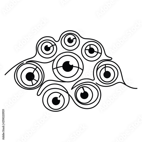 Obraz na plátně Abstract cluster of multiple eyeballs connected by flowing lines for surrealist