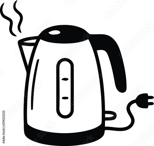 Electric kettle boiling with steam isolated