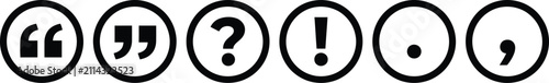 Set of six circular punctuation mark icons