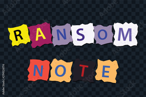 Ransom Note Text Made of Colorful Cut Paper Letters Vector Illustration