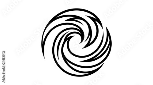 Black swirl graphic design element symbol.
