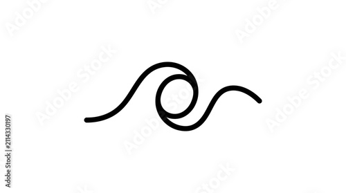 Black swirl wave line art symbol.