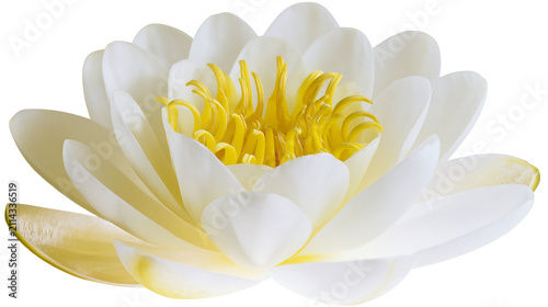 Konstfotografi White water lily flower with yellow center petals