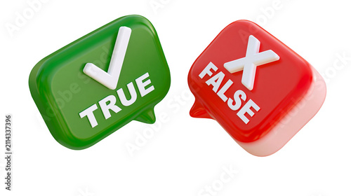Foto Green true checkmark and red false cross symbols
