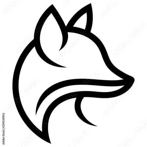 Minimalist Fox Head Line Art Design.