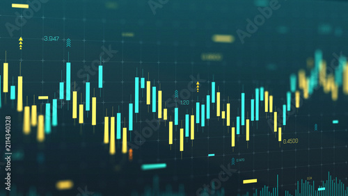Stock exchange trading chart showing price movements and trends in real time