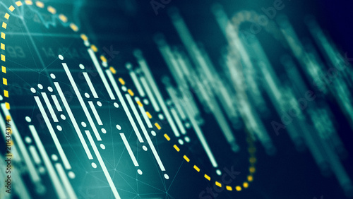 Cuadro en lienzo Business chart shows stock market trends and trading data with fluctuating lines