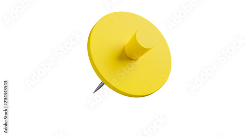 Obraz na płótnie Yellow round push pin with sharp metal needle
