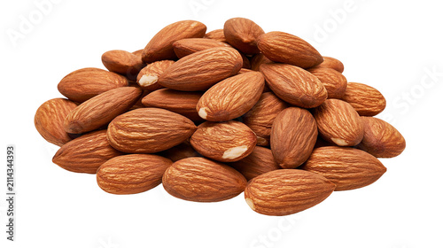 Pile of whole raw almonds with brown textured skin