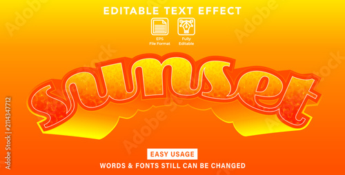 Editable graphic text effect sunset styles