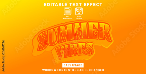 Editable graphic text effect summer vibes styles