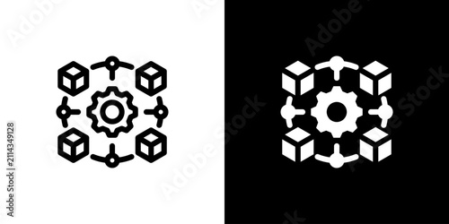 Принти на полотні System Interoperability Logic icon concept with flat Black White Background
