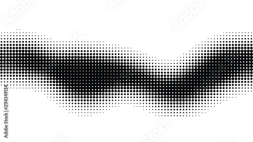 Abstract halftone wave pattern, black dots on, vector design element