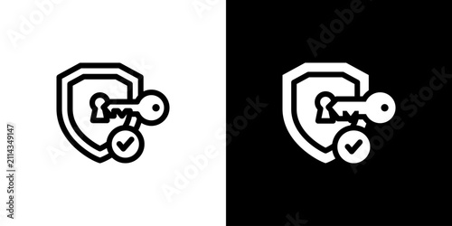 Vászonkép Access Control System Lock icon concept with flat Black White Background