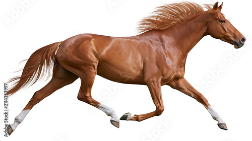 Photography Chestnut horse with white socks galloping