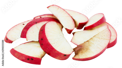Red apple slices with skin and seeds