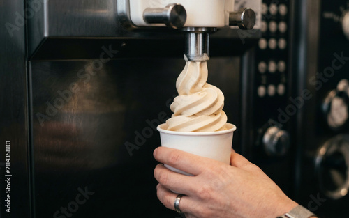 Food photography highlights the detailed soft serve ice cream with an irresistible appearance.