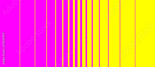 Magenta and yellow vertical stripes transitioning from wide to narrow bands across the composition, vibrant neon two color striped pattern illustration, bold contrasting abstract background.
