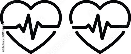 Heart Pulse Icons Collection, Cardiology Healthcare Vector Set for Medical Monitoring Design Elements Editable Graphics Illustration