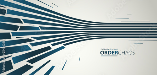 Foto Chaos and order vector concept abstract background with lines explosion to debris in decay, 3D wallpaper with perspective lines going to chaos of destruction