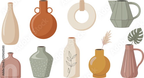 Foto Modern Minimalist Decorative Ceramic Vase Collection with Contemporary Pottery S
