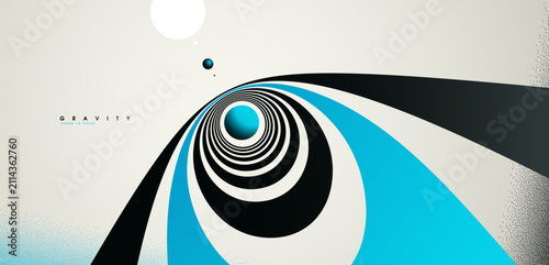 Blue colored gravity concept illustrating controlled attraction, depth, and focused motion as element converge into a calm, structured center.