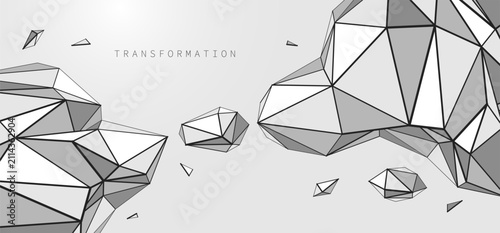Foto Structural transformation of fragmented forms into a coherent system, expressing process, balance, logic, and the evolution of complex integrated structure