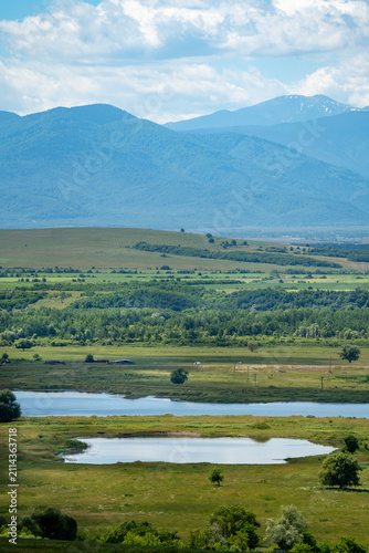 Views of the Făgăraș Mountains and the Olt River, Romania
