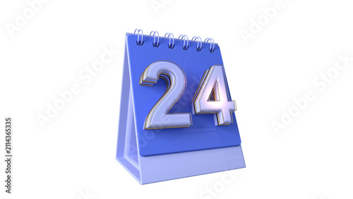 Realistic 3D Calendar Numbers 24