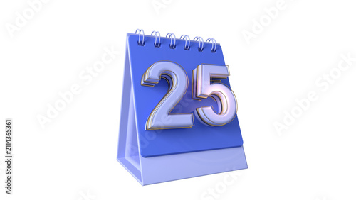 Realistic 3D Calendar Numbers 25