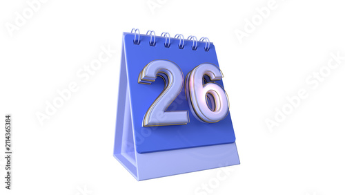 Realistic 3D Calendar Numbers 26