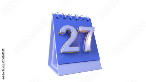 Realistic 3D Calendar Numbers 27