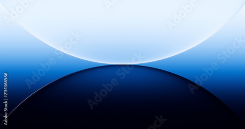 Abstract blue gradient background with overlapping glass sphere