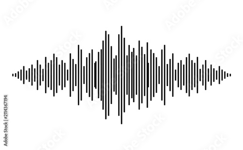 Single black sound wave visualization on white